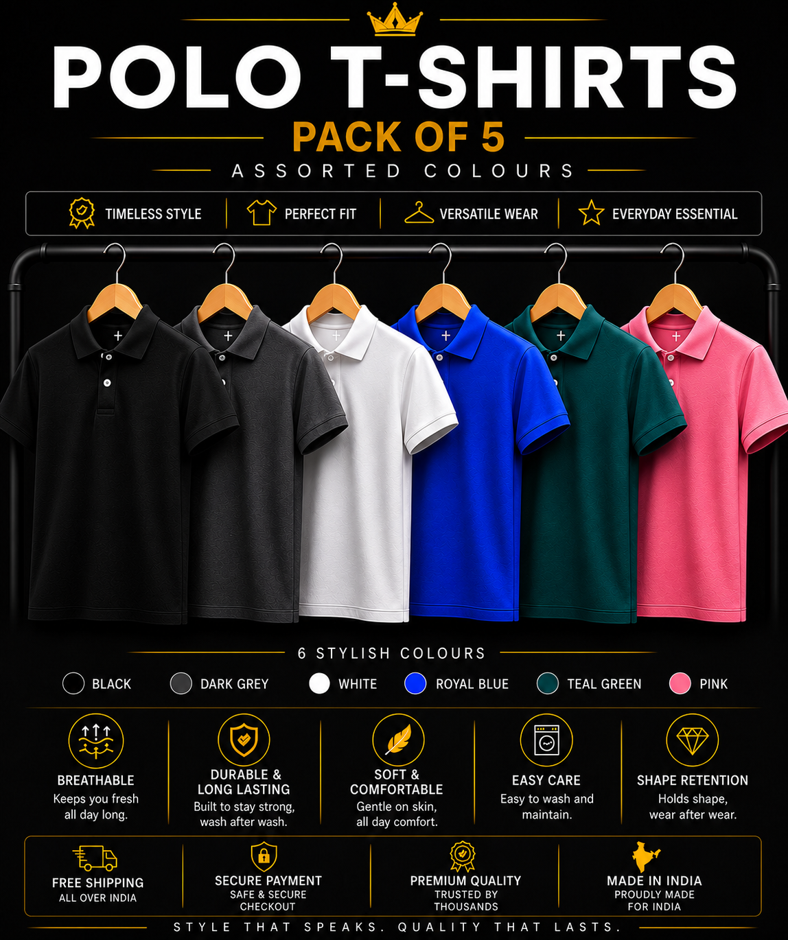 pack of 5 polo tshirt